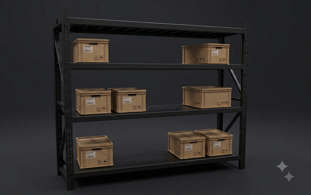 Storage Rack, with 200kg, weight capacity Black.