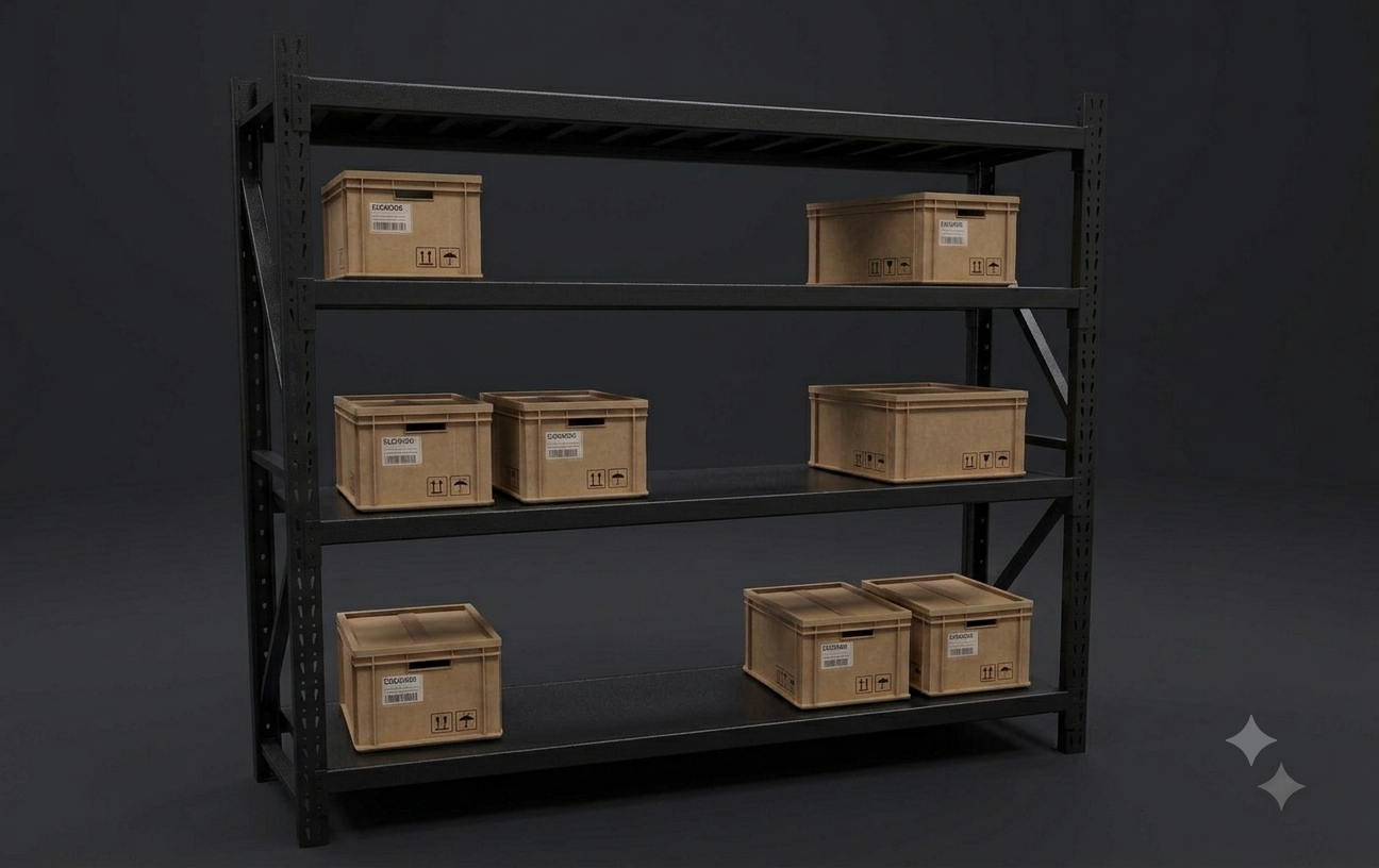 Storage Rack, with 200kg, weight capacity Black.
