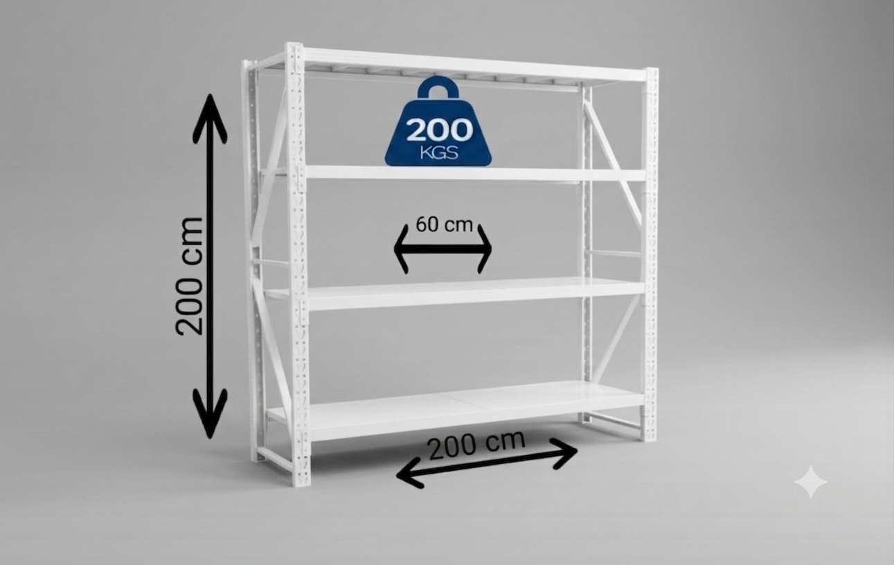 Storage Rack, 200Kg weight capacity. White